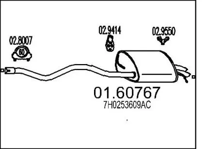 0160767 Глушник MTS підбір по vin на Brocar