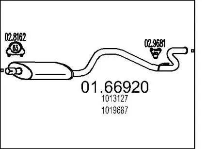 0166920 Глушник MTS підбір по vin на Brocar