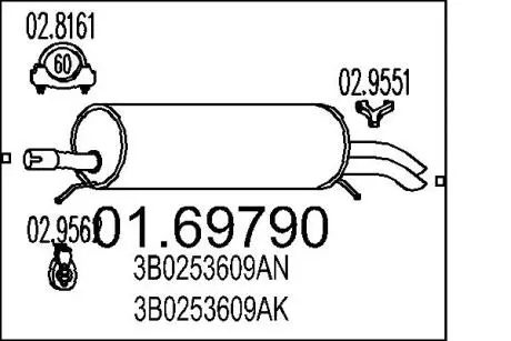 0169790 Глушник MTS підбір по vin на Brocar