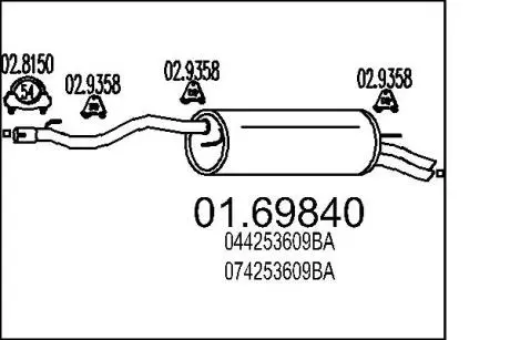 0169840 Глушник MTS підбір по vin на Brocar