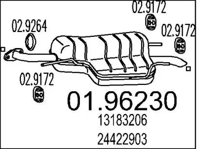 0196230 Глушник MTS підбір по vin на Brocar