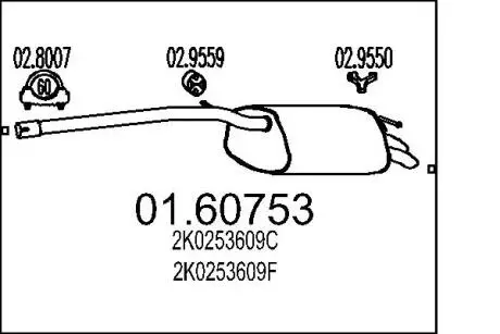 0160753 Глушник MTS підбір по vin на Brocar