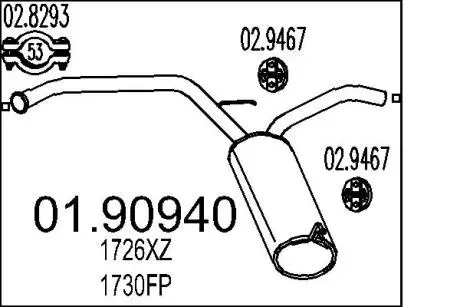 0190940 Глушник Peugeot 107/Citroen C1 1.0 05-14 MTS підбір по vin на Brocar