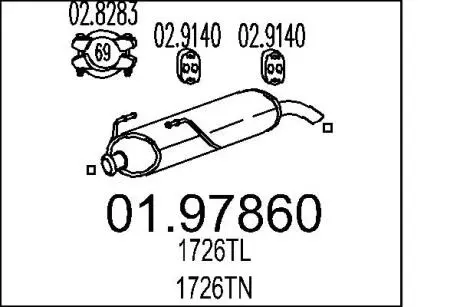 0197860 Глушник MTS підбір по vin на Brocar