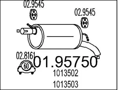 0195750 Глушник MTS підбір по vin на Brocar