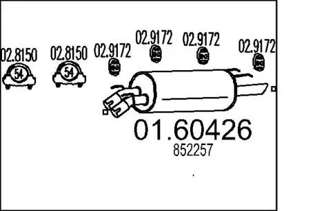 0160426 Глушник MTS підбір по vin на Brocar