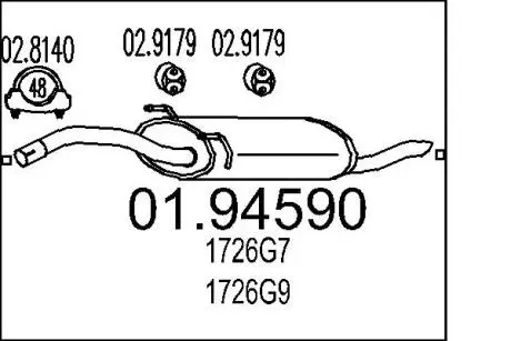 0194590 Глушник MTS підбір по vin на Brocar
