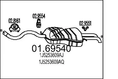 0169540 Глушник MTS підбір по vin на Brocar