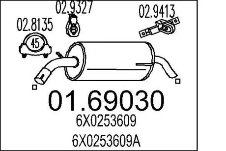 0169030 Глушник MTS підбір по vin на Brocar