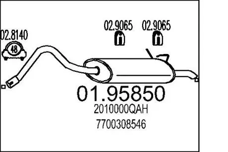 0195850 Глушник MTS підбір по vin на Brocar