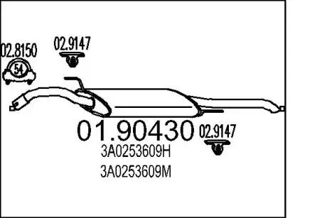 0190430 Глушник MTS підбір по vin на Brocar