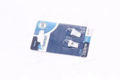 TP210T1012V Лампа LED б / ц габарит і панель приладів T10 2SMD W5W 12V WHITE 2шт. блістер <TEMPEST> TEMPEST підбір по vin на Brocar