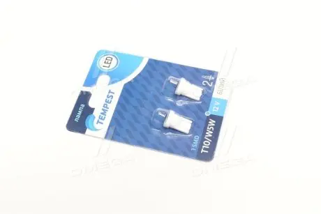 TP213T1012V Лампа LED б / ц габарит і панель приладів T10 1SMD W5W 12V WHITE 2шт. блістер <TEMPEST> TEMPEST підбір по vin на Brocar