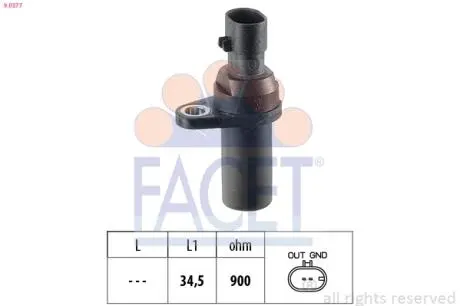 90377 Датчик коленвала Fiat DOBLO,LINEA, 500, BRAVA, BRAVO, GRANDE PUNTO 1.2-1.4LPG 99- FACET підбір по vin на Brocar