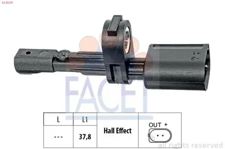 210134 Датчик ABS Audi A3/Skoda OCTAVIA III/ VW CADDY III,GOLF VI, VII 09 -задний Л/Пр FACET подбор по vin на Brocar
