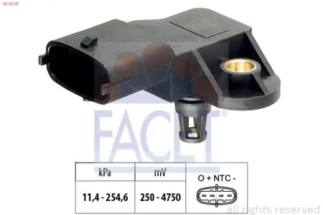 103110 Датчик давления наддува (4 конт.) FIAT DUCATO/IVECO DAILY III 2.3D/2.8D 99- FACET подбор по vin на Brocar