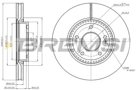 CD7630V Тормозной диск перед. Sonata V/Tucson/i40/ix35/Optima/Sportage 04- (300x28) BREMSI подбор по vin на Brocar