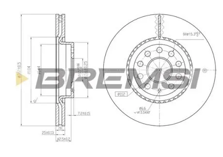 CD7305V Гальмівний диск перед. Caddy III/IV/Golf/Jetta/Passat/Octavia 05- (312x25) BREMSI підбір по vin на Brocar