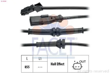 210104 Датчик ABS Renault FLUENCE, GRAND SCENIC III,MEGANE III 08- задний Л/Пр FACET подбор по vin на Brocar