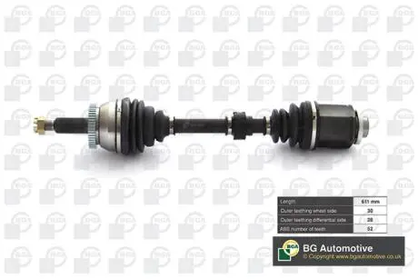 DS2707R Полуось Hyundai Santa Fe 06-10/ Sorento 10- 2.0/2.2CRDi Пр. (30z/610mm) BGA подбор по vin на Brocar