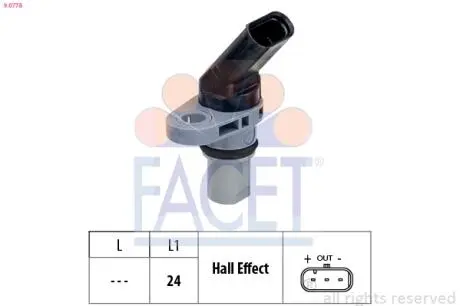 90778 Датчик оборотов КПП Fabia 14-/Octavia 06-/Caddy 10-/Golf/Passat 11- FACET подбор по vin на Brocar
