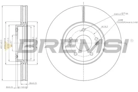 CD7631V Тормозной диск перед. Santa Fe II/ix55/Sorento II 06- (320,5x27,5) BREMSI подбор по vin на Brocar