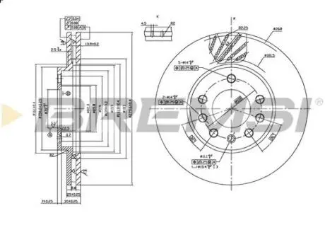 CD7042V Тормозной диск перед. Opel Astra G, H/Zafira 98- (вент.) (280x25) BREMSI подбор по vin на Brocar