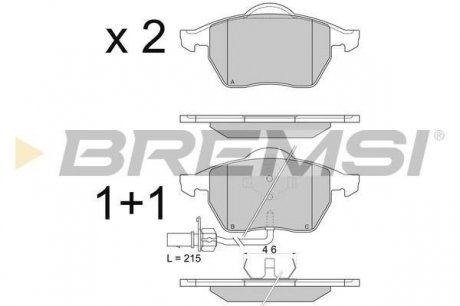 BP2816 Тормозные колодки перед. Passat B5/Audi A4/A6 00-05 (с датчиком) BREMSI підбір по vin на Brocar
