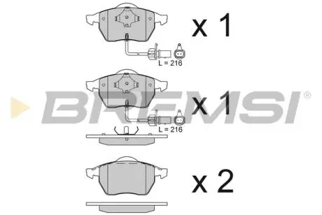 BP2816 Гальмівні колодки перед. Passat B5 / Audi A4 / A6 00-05 (з датчиком) BREMSI підбір по vin на Brocar