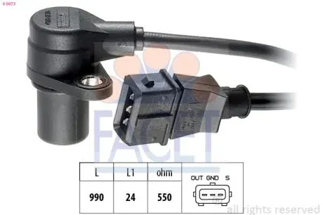 90073 Датчик коленвала Astra F/Kadett E/Omega A/Vectra A 1.6-3.3 85-03 FACET подбор по vin на Brocar