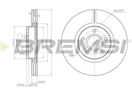 CD7225V Тормозной диск перед. C-Max/Focus II/III/Kuga I/II 03- (300x25) BREMSI подбор по vin на Brocar