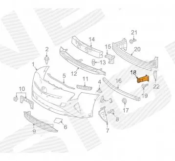 PTY43560BR Кронштейн усилителя переднего бампера TOYOTA PRIUS (XW50), 16 - SIGNEDA подбор по vin на Brocar