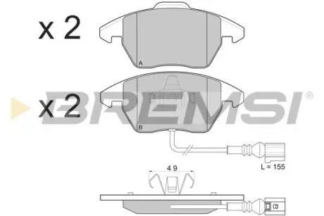 BP3103 Тормозные колодки перед. Caddy III/Golf V/Passat B6/Octavia A5 BREMSI подбор по vin на Brocar