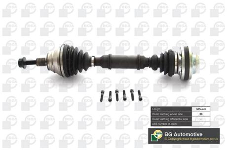 DS9631L Піввісь VW Caddy III 1.9 TDI 04-10 (L) (36х513) BGA підбір по vin на Brocar