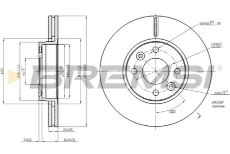 CD7978V Тормозной диск перед. Kangoo/Dokker/Lodgy/Citan 08- (258x22) BREMSI подбор по vin на Brocar