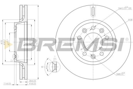 CD7601V Тормозной диск перед. Scudo/Jumpy/Expert 1.6HDi 07- (280x28) BREMSI підбір по vin на Brocar