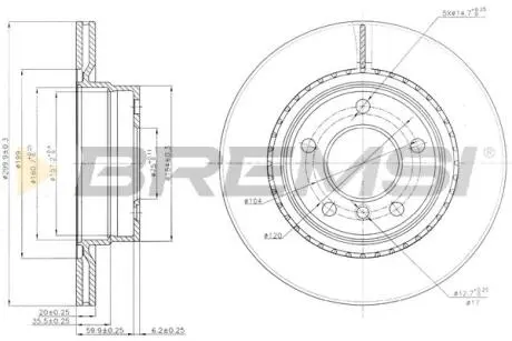 CD7549V Тормозной диск зад. BMW 1 (E81/E87)/3 (E90/E91) 03- (300x20) BREMSI подбор по vin на Brocar
