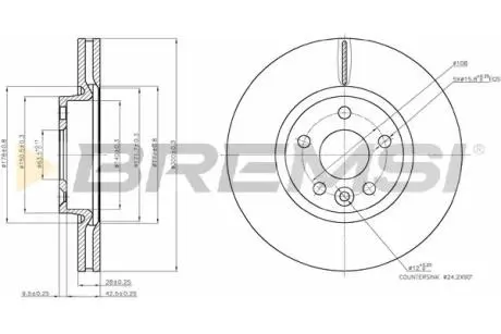 CD7567V Гальмівний диск перед. Mondeo IV/S-MAX/Galaxy 06-15 (300x28) BREMSI підбір по vin на Brocar