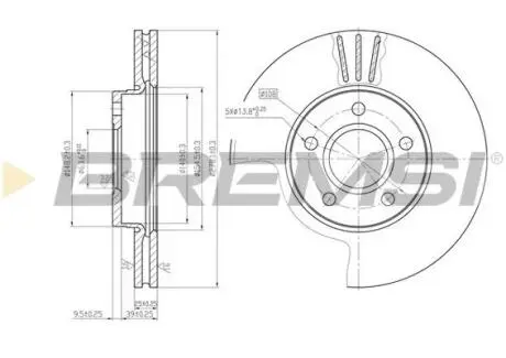 CD7222V Тормозной диск перед. Ford C-Max 07-10/Focus 04-11 (278x25) BREMSI подбор по vin на Brocar