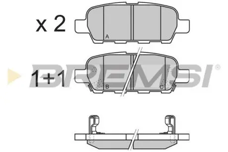 BP3351 Тормозные колодки зад. Qashqai/X-Trail 07- (39x105,4x13,7) BREMSI подбор по vin на Brocar