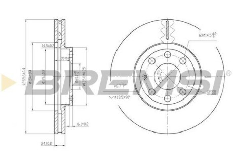 CD7131V Тормозной диск перед. Combo 1.7DI/DTI 01- (вент.) (260x24) BREMSI подбор по vin на Brocar