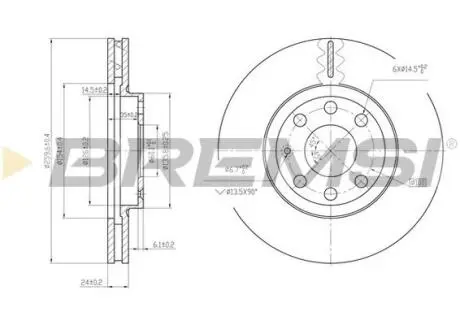 CD7131V Гальмівний диск перед. Combo 1.7 DI / DTI 01- (вент.) (260x24) BREMSI підбір по vin на Brocar
