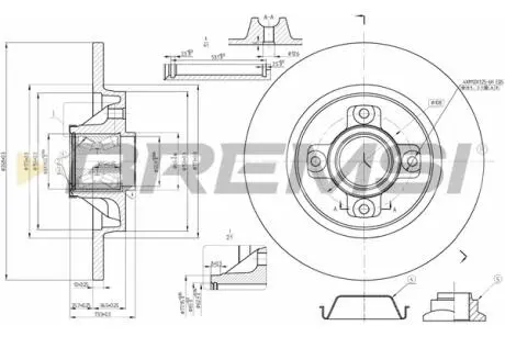 CD7735S Тормозной диск зад. Berlingo/Partner 08- (с подшипником) BREMSI подбор по vin на Brocar