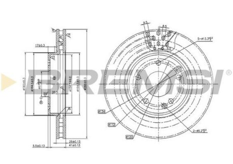 CD7135V Тормозной диск перед. E/C 200-300 W202/210 95- (288x25) BREMSI подбор по vin на Brocar