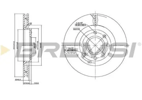 CD7140V Тормозной диск перед. Berlingo/Partner 01- (-ESP/266мм) BREMSI подбор по vin на Brocar