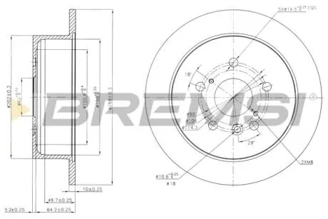 CD7545S Гальмівний диск зад. Lexus RX 3.0/3.5i 03- (287,8x10) BREMSI підбір по vin на Brocar