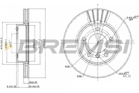 CD6258V Тормозной диск перед. BMW 3 (E36/E46) 90-05 (286x22) BREMSI подбор по vin на Brocar