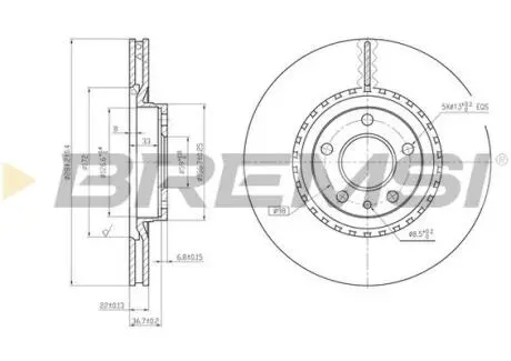CD6156V Тормозной диск перед. Doblo 10-/Combo 12- (284x22) BREMSI подбор по vin на Brocar