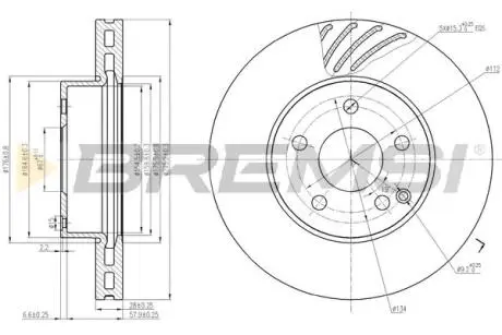 CD7690V Гальмівний диск перед. MB W204/W212 07- (295.28x28) BREMSI підбір по vin на Brocar