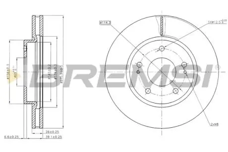 CD7599V Гальмівний диск перед. Lancer VII/VIII 03- (276x26) BREMSI підбір по vin на Brocar